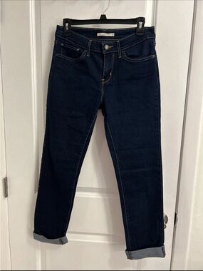 Levi's Dark Indigo Cropped Slim Straight Jeans